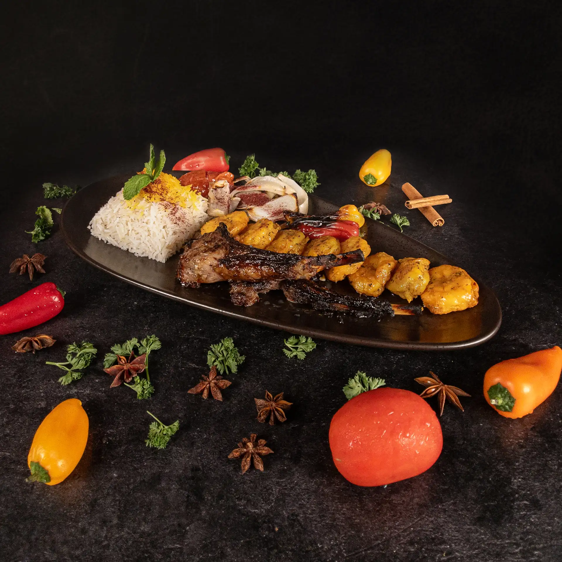 Lamb Chops & Grilled Safron Shrimp